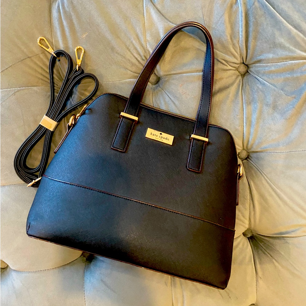 Kate Space Dome Bag, Black and Burgundy